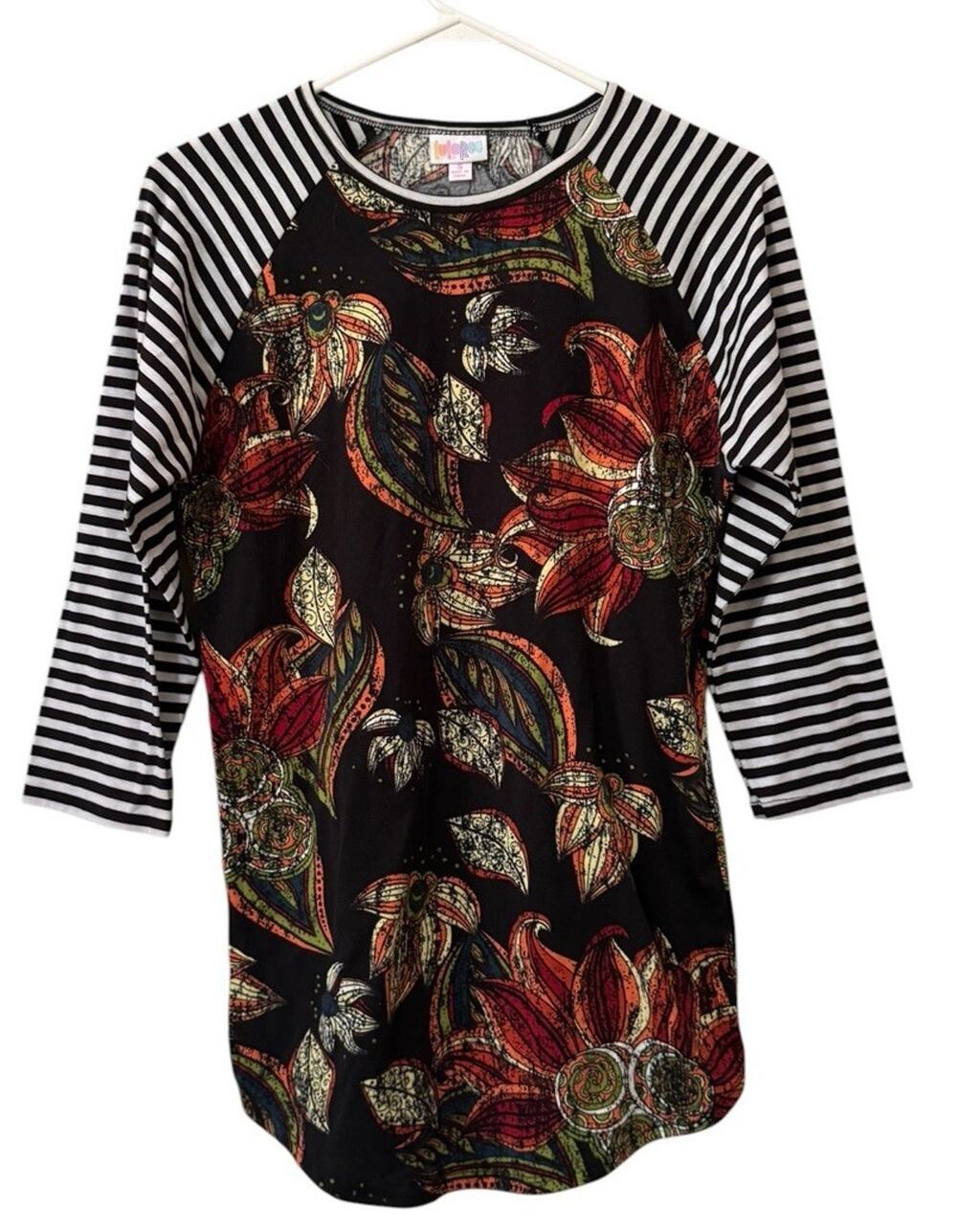 LulaRoe Women Sz Small 3/4 Sleeve Stretch Shirt Top Teacher Cottagecore Floral